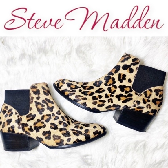 STEVE MADDEN Palace Western Leopard Print Calf Hair Chelsea Bootie, Size 8 - Picture 10 of 10